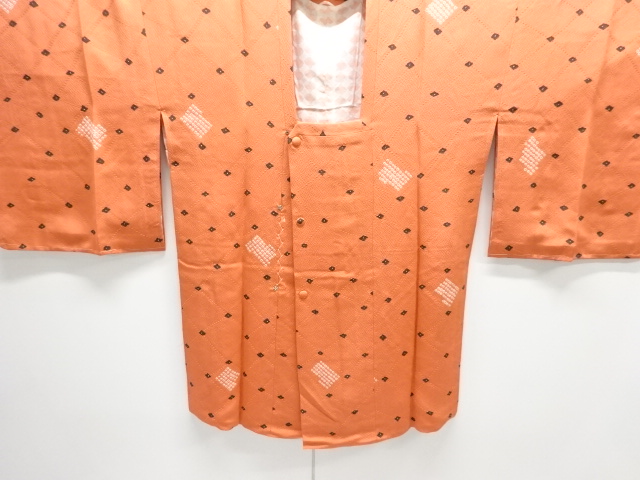 JAPANESE MICHIYUKI COAT / UNUSED / SHIBORI / WOVEN RHOMBUS PATTERN 